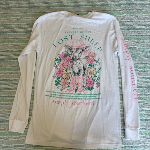 Simply Southern White Shirt with Floral Design - Picture 1 of 3